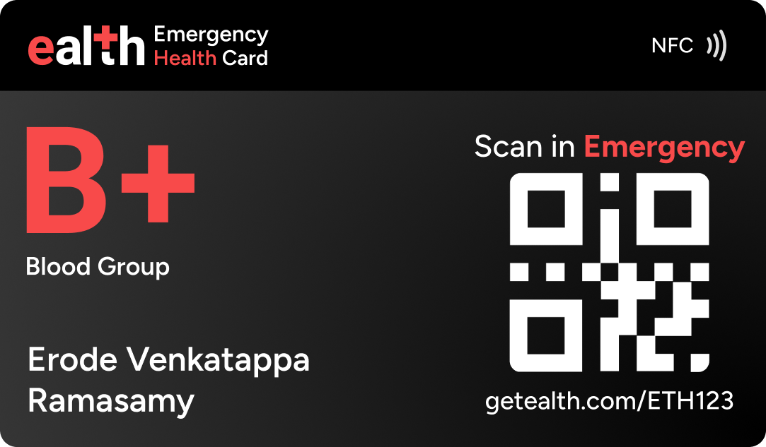Ealth Emergency Health Card – Dark